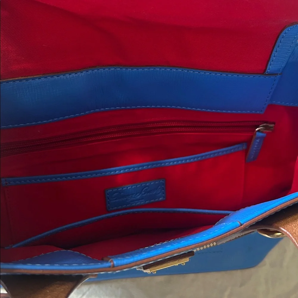 Dooney & Bourke Bright Blue Leather Shoulder Bag/ Tote with Tassel - Picture 6 of 6